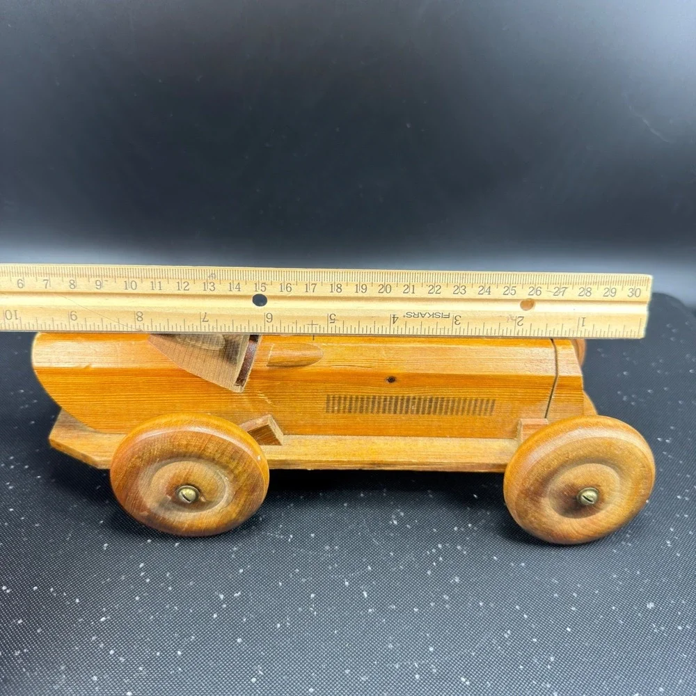 Line Nine Design England‎ Vintage Wooden Race Car Handcrafted Toy Decor 10 Inch